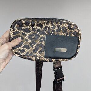 Faux Snake Pleather Zipper Fanny Pack Brown Tan